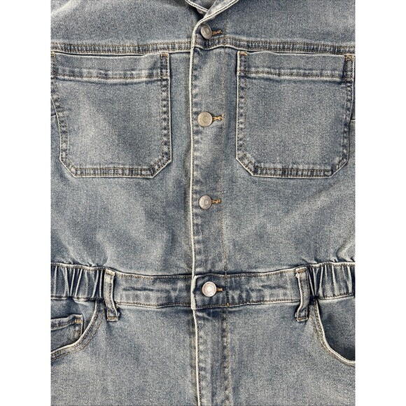 Wild Fable NWT Size Medium Game Day Short Sleeve Denim Romper Jean Medium Wash - Picture 6 of 15